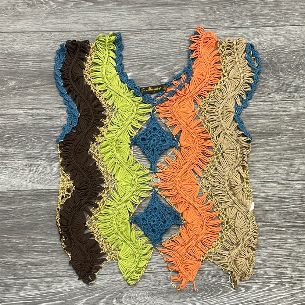 Miss Shop Blue and Brown Crop Top